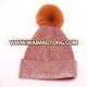 2018 Fashion New Thick Soft & Chunky Metallic Cable Knit Pom Pom Beanie Hats for Elegant Women